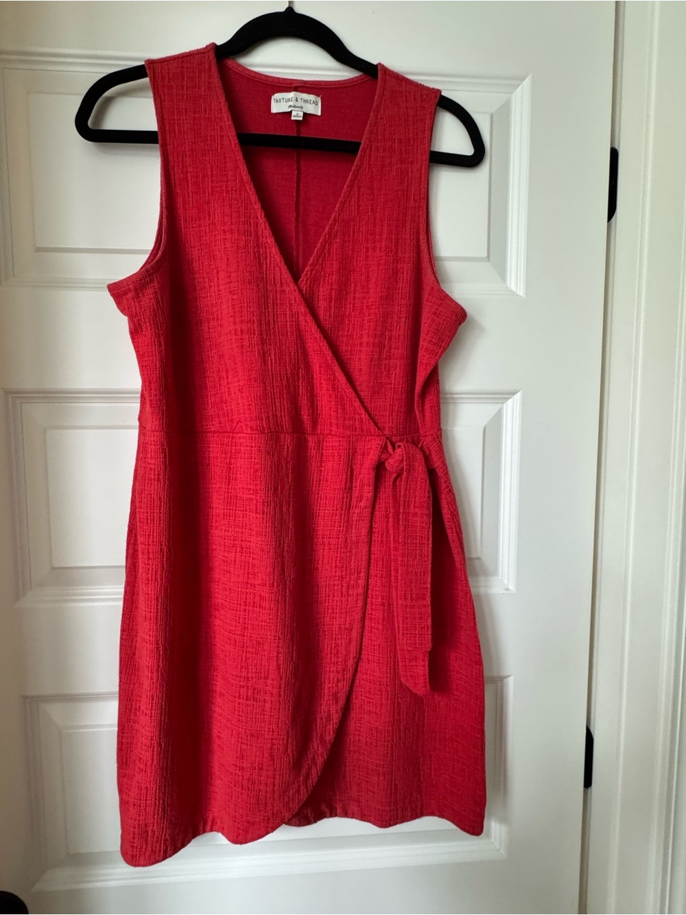 Madewell Red Textured Sleeveless Wrap Mini Dress